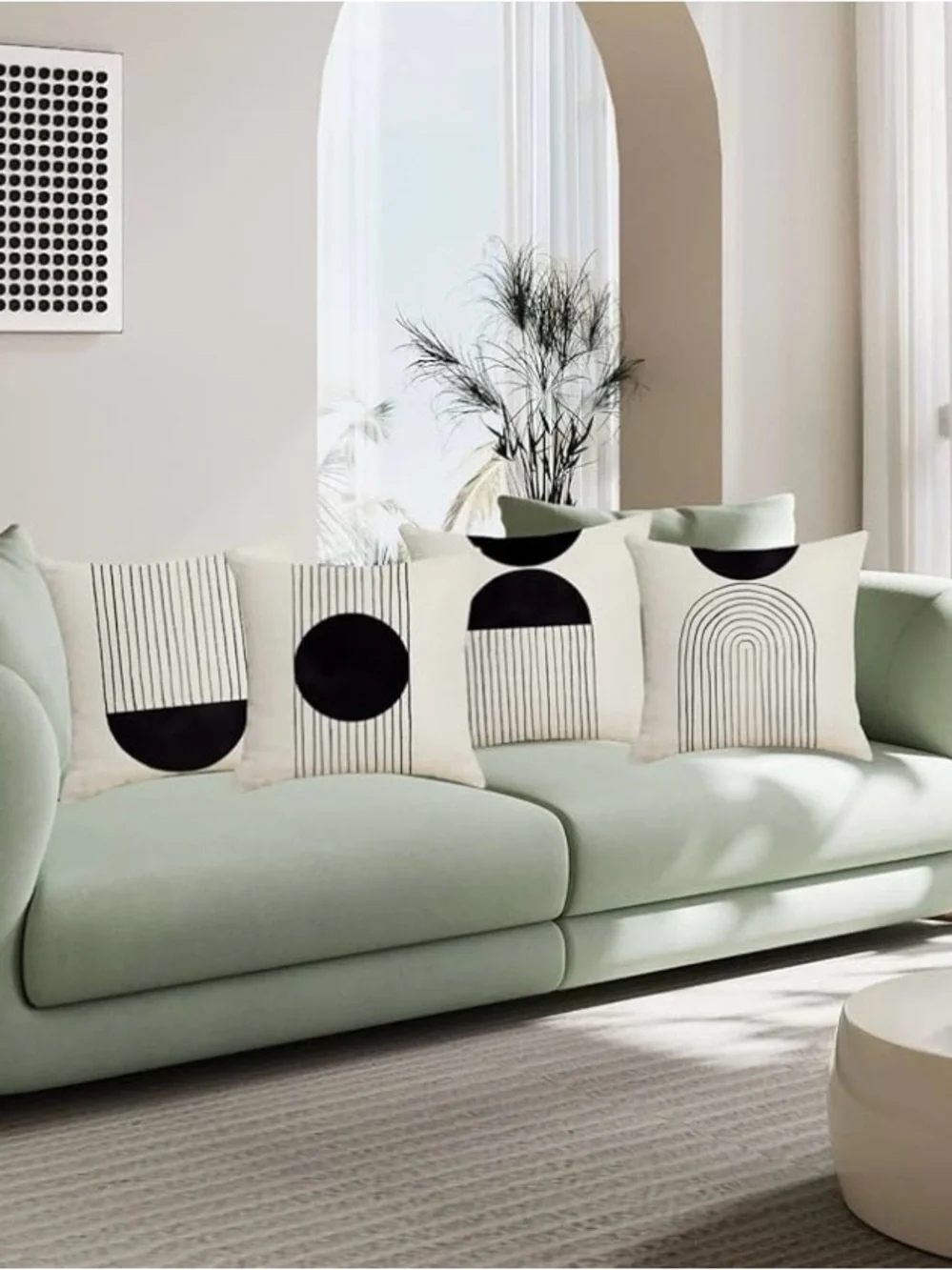 Boho Black & Cream Throw Pillow Covers - Set of 4